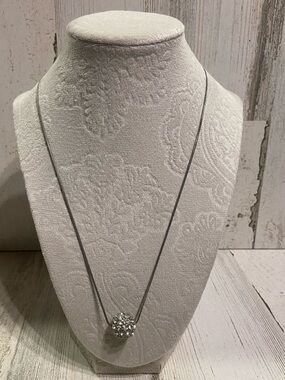 Lane Bryant Pave Bead Slide Pendant Necklace Silver Tone Snake Chain